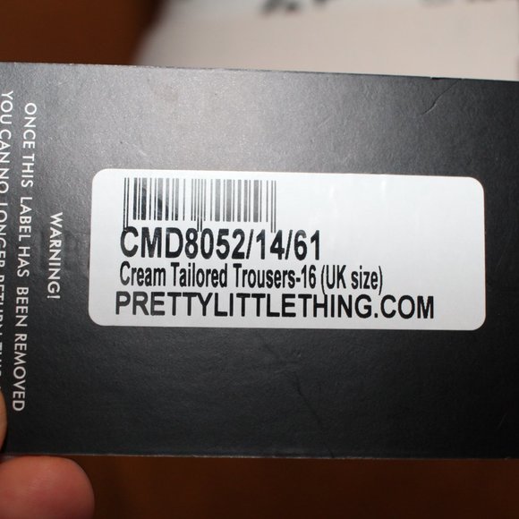 Pretty Little Thing Cream Tailored Trousers Size 12 NWT - Picture 6 of 15